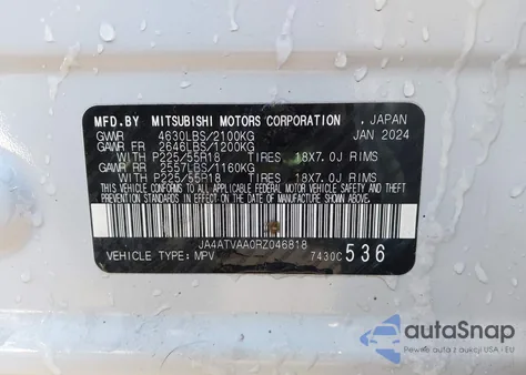 2024 Mitsubishi Eclipse Cross Ralliart S-Awc from USA, damaged, VIN JA4ATVAA0RZ046818